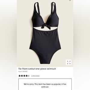 NWT J. Crew Tie-front cutout one-piece swimsuit